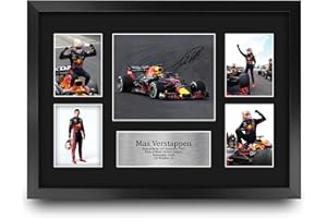 HWC Trading Max Verstappen 16 x 12 inch (A3) Printed Gifts Signed Autograph Presentation Display for F1 Formula 1 Racing Fans - 16" x 12" Framed