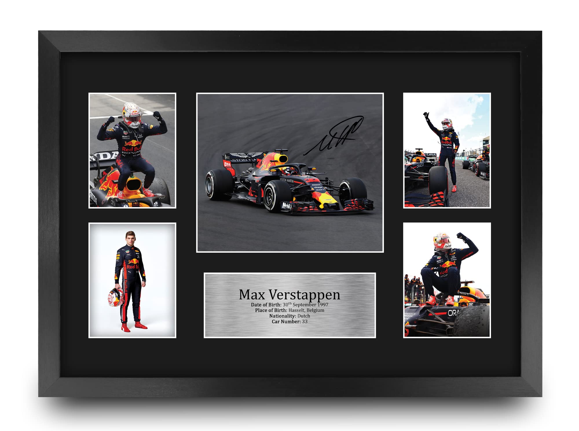 HWC Trading FR A3 Max Verstappen Gifts Printed Signed Autograph Presentation Display for F1 Formula 1 Racing Fans - A3 Framed