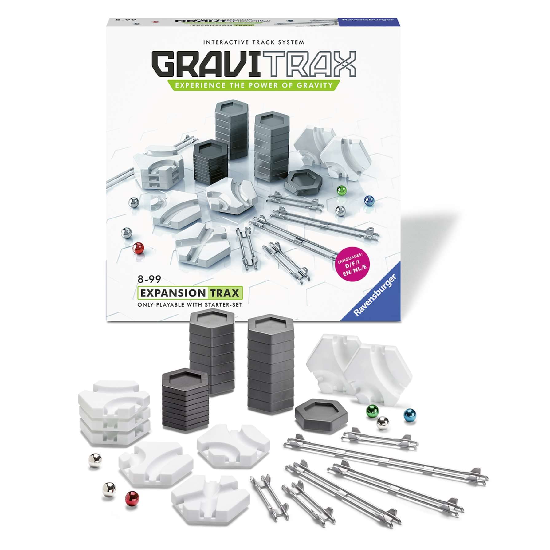 Ravensburger - Gravitrax - Set D'Extension Trax / Rails - 27601 - Jeu De Construction Stem - Circuits De Billes Créatifs - 44 Pièces - Enfants De 8 Ans et Plus - Version Française