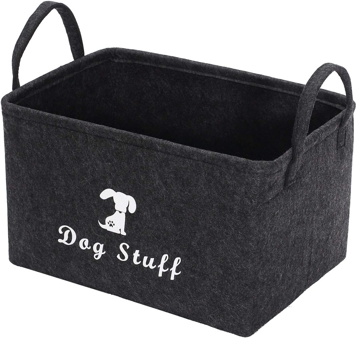 Geyecete Dog Apparel & Accessories/Dog Toys/Pet Supplies Storage Basket/Bin with PU Handles, Collapsible & Convenient Storage Solution for Office, Bedroom, Closet, Toys, Laundry(Dark Grey)