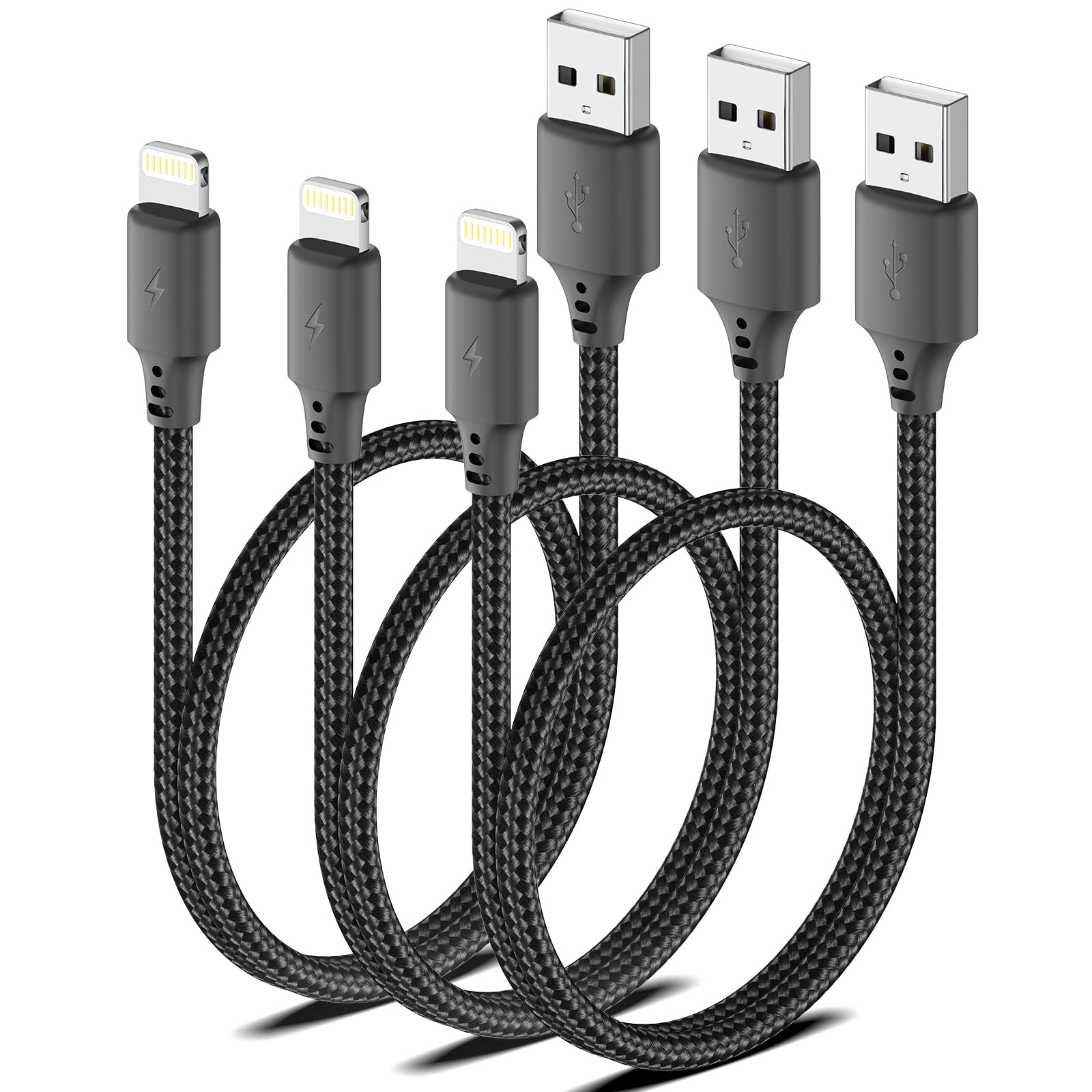 Photo 1 of 1.5 Foot Lightning Cable, [MFi Certified] 3Pack 1.5ft iPhone Charging Cable for Car Braided Fast Charging Short USB to Lightning Cable for iPhone 14 13 12 11 Pro/Max/Mini Xs SE2