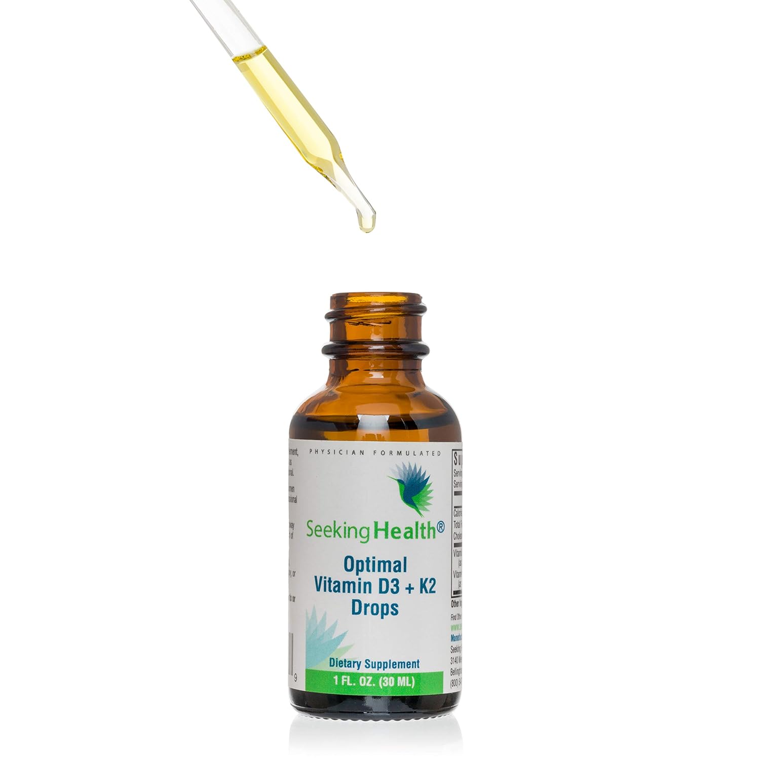 Seeking Health Optimal Vitamin D3 + K2 Drops 500 IU Vitamin D3 50 mcg Vitamin K2 (MK4