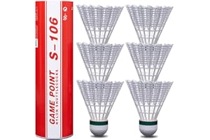 KUMPOO S-106 Badminton Birdies Nylon Badminton Shuttlecocks: Plastic Birdie Balls Durability Stability Shuttlecocks for Badminton Beginners, 6 Pack Badminton Ball Set for Outdoor Sports Training Game