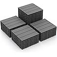 Giantex Interlocking Deck Tiles 36 Pack - 36 sq.ft Composite Outdoor Flooring Covering All Weather Use, 12 x 12 in Patio Decking Boards for Balcony, Poolside, Backyard, Garden, Walkway (Gray)
