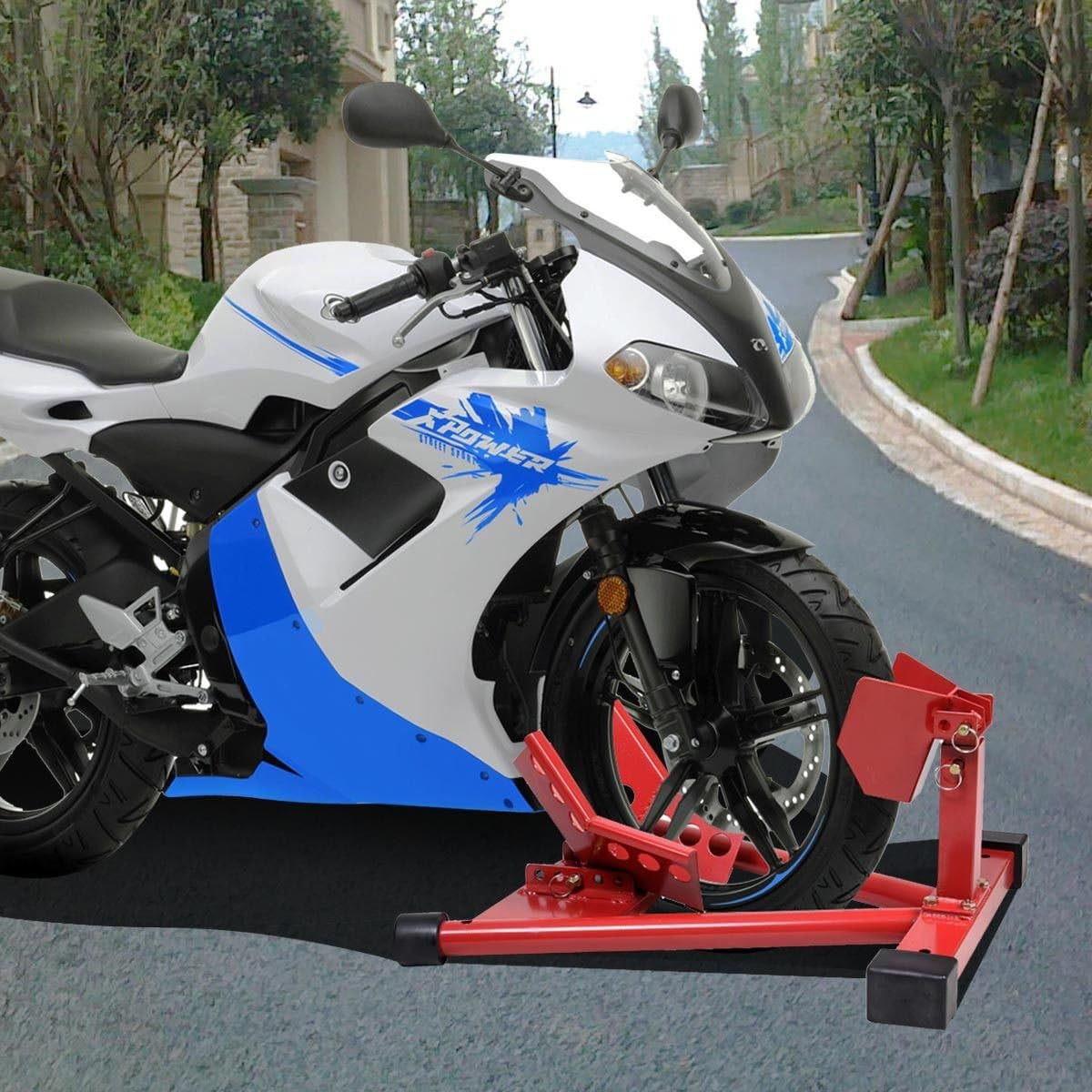 Motorcycle Sport Bike Front Wheel Chock Lift Stand for Auto Bike Shop/garage