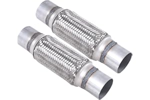FGJQEFG 2PCS Exhaust Flex Pipe Stainless Steel Braid 2.5"Inch x 8"Inch w/Ends 12" Inch Long Heavy Duty