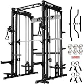 RitFit M1 Pro Smith Machine Cable Crossover Power Cage Home Gym | Dual 360 Cables, Barbell &amp; Handles, LAT Pulldown, 1850LBS Weight Capacity