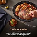 Tower Infinity Slow Cooker 6.5L 300W 3 Heat Settings Keep Warm Black Rose Gold view 2