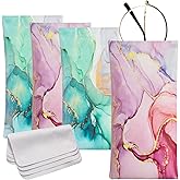 MZYOUHUO 4 Pcs Squeeze Top Sunglass Case with Cleaning Cloth, Soft Leather Eyeglass Case Portable Sunglasses Pouch