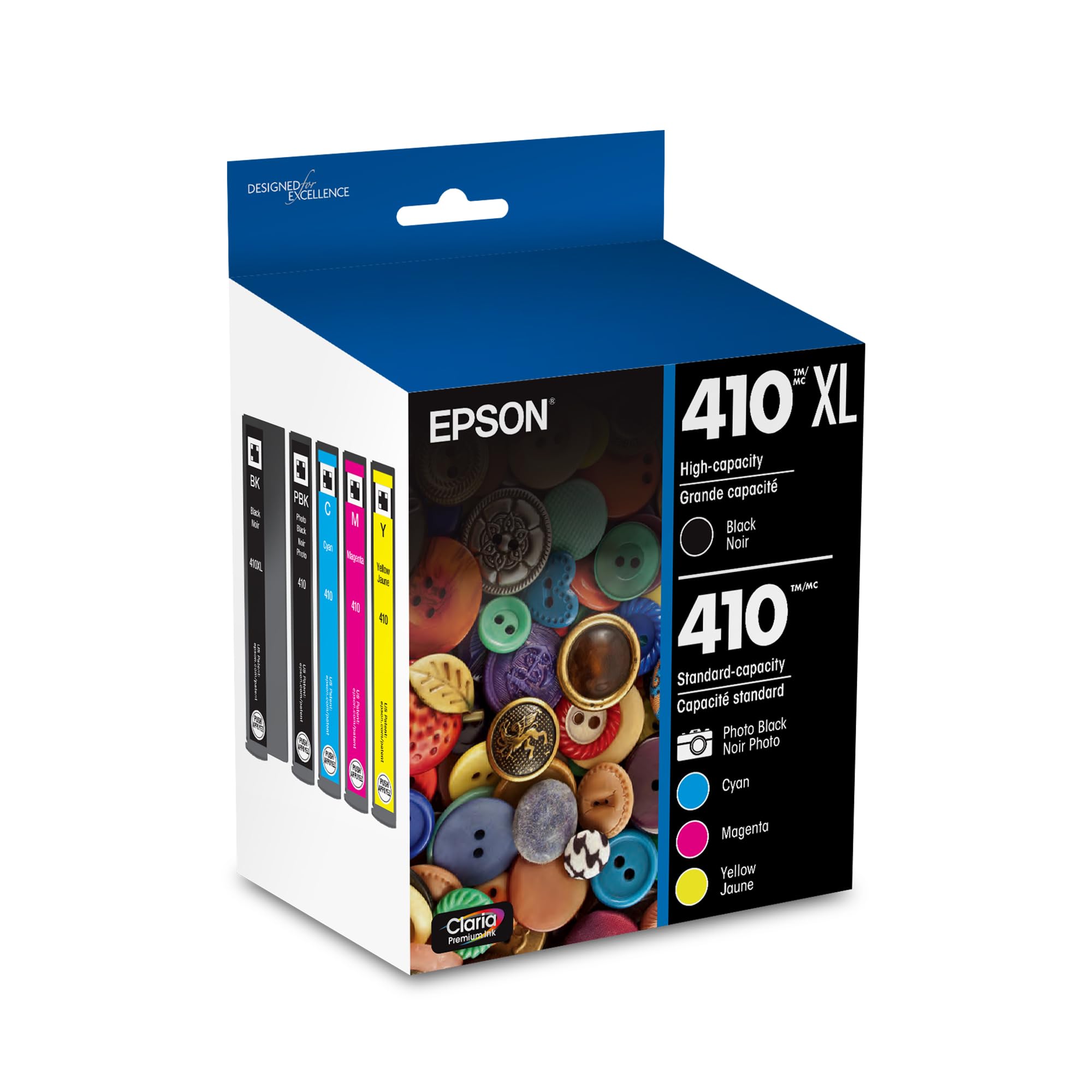 Photo 1 of EPSON 410 Claria Premium Ink High Capacity Black & Standard Color Cartridge Combo Pack (T410XL-BCS) Works with Expression XP-530, 630, 640, 7100, 830