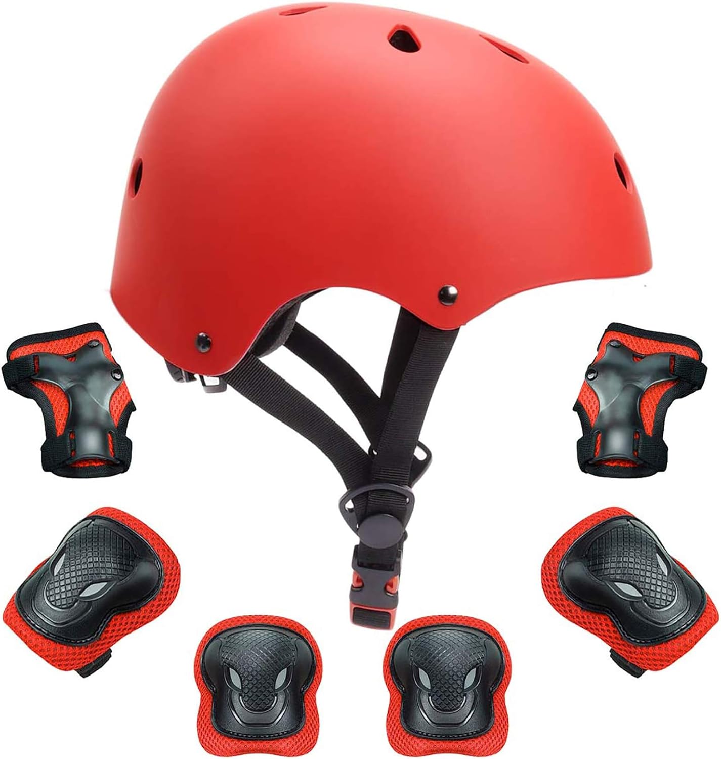 Kids Protective Gear Set 7Pcs Child Sports Helmet Knee Elbow Pads Wrist