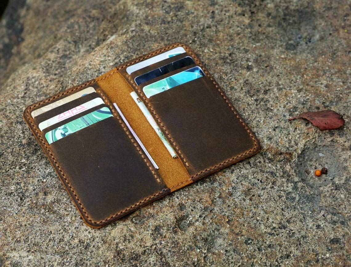 Personalized minimalist leather wallet/leather men slim
