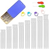 40PCS Large Eye Sewing Needles, 8 Sizes Hand Sewing Sharp Needles, Embroidery Needle, Leather Needle,Stainless Steel Yarn Nee
