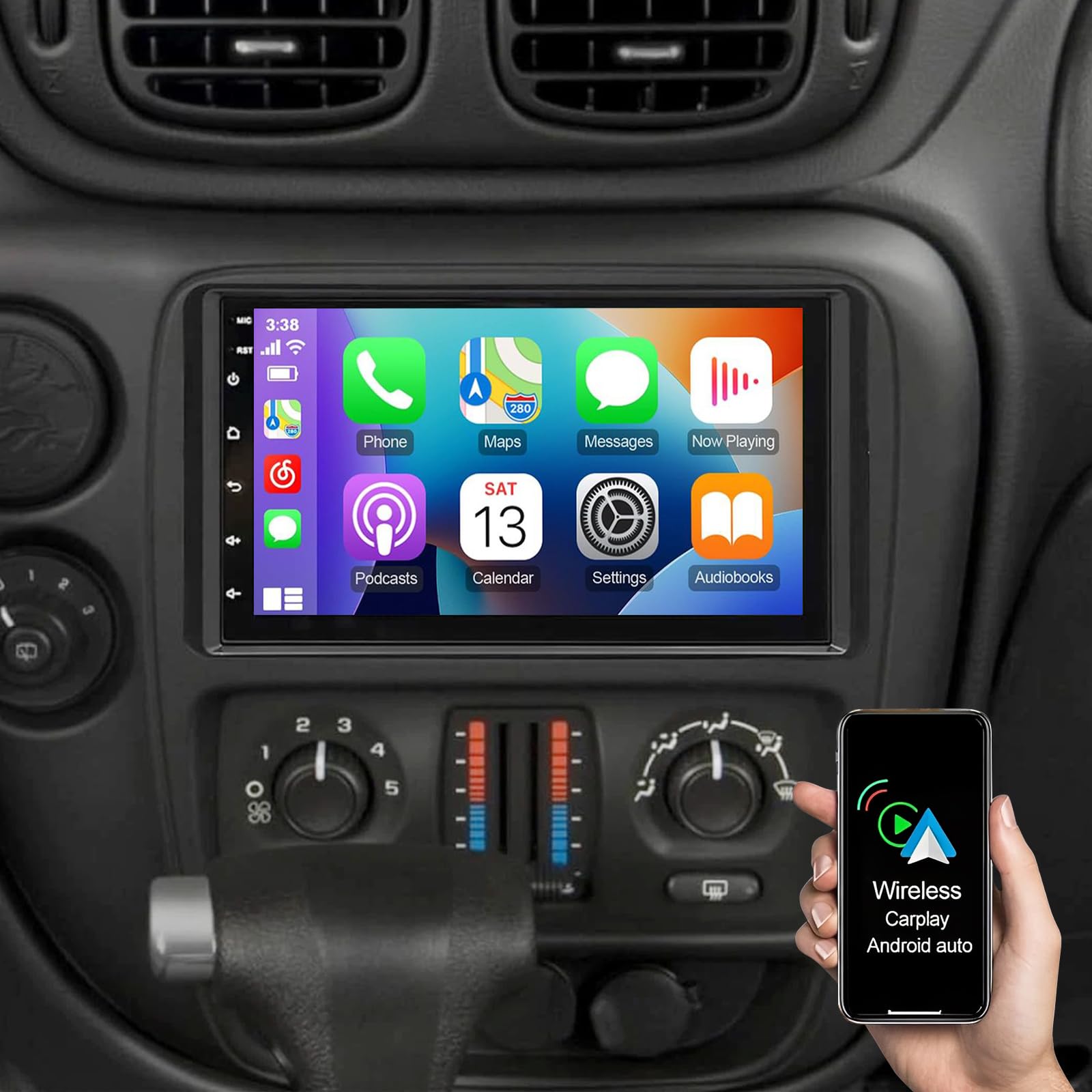 Photo 1 of 10.1" Car Radio Stereo for Chevrolet Trailblazer 2002 2003 2004 2005 2006 2007 2008 2009 with Wireless CarPlay & Android Auto, Radio for Trailblazer Support GPS Bluetooth WiFi FM Backup Camera