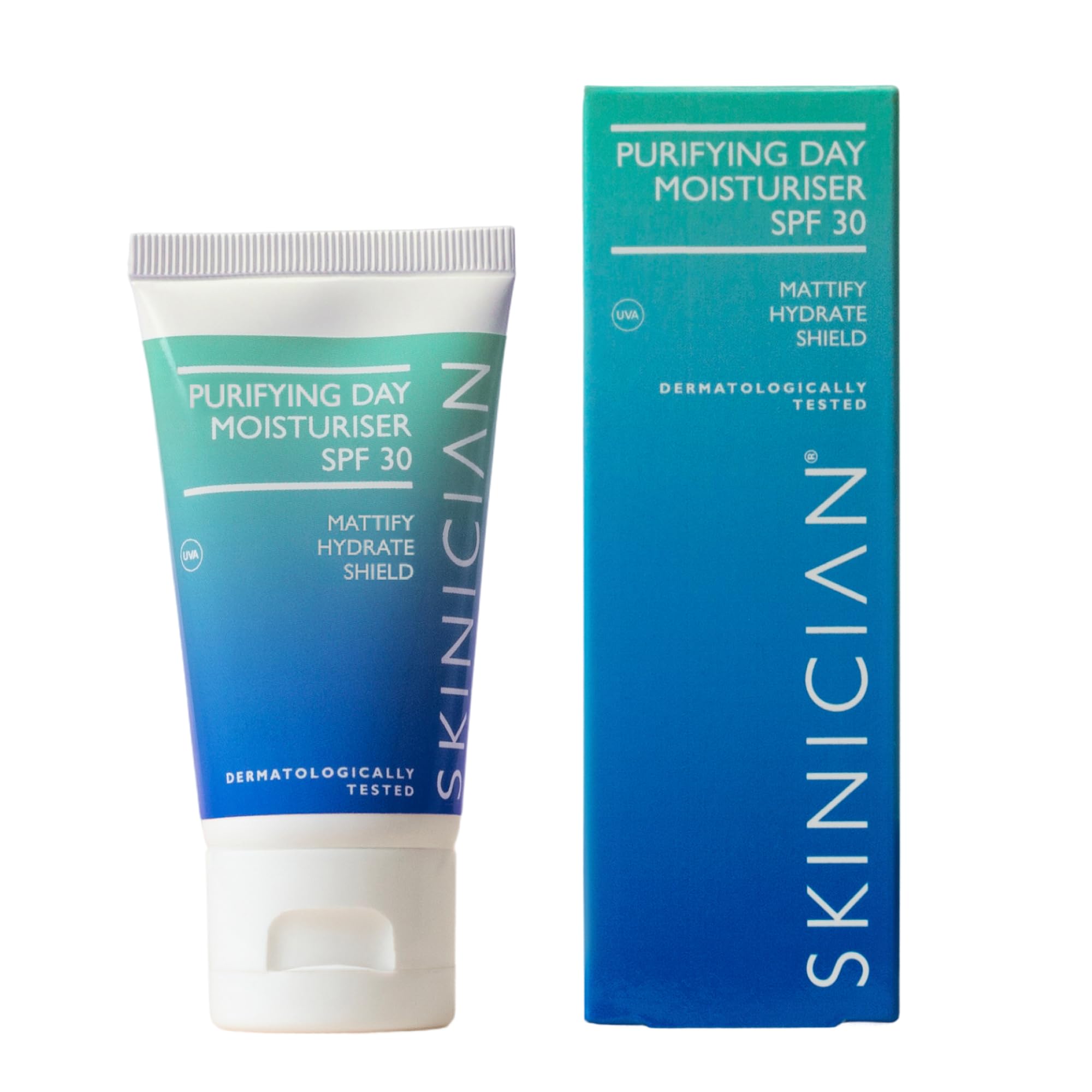 SKINICIAN Purifying Day Moisturiser SPF30 - Lightweight Moisturising Face Cream for Oily Skin - Mattifying Lotion - Anti-Wrinkle Face Moisturiser - Hydrating Formula Suitable for Problem Skin (50ml)