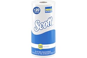 Scott Professional Kitchen Paper Towels, Bulk (41482), Fast-Drying Absorbency Pockets, White, Perforated (128 Sheets/Roll, 20 Rolls/Case, 2,560 Sheet Total)