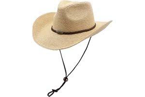 MIVBUKS Straw Cowgirl Hat for Women Cowboy Hats for Men Wide Brim Sun Hat Shapeable Western Hat Beach Hat