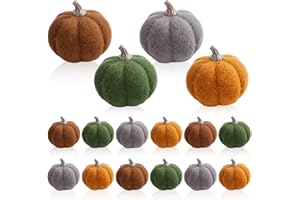 Suncalla 16 Pcs Thanksgiving Mini Pumpkins Artificial Felt Wool Fake Faux Small Pumpkins Decorations Table Centerpiece for Fall Autumn Farmhouse Wedding Party Decor(Classic Color)