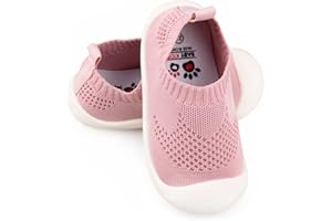 CHARROST Baby First-Walking Shoes 1-4 Years Kid Shoes Trainers Toddler Infant Boys Girls Soft Sole Non Slip Cotton Canvas Mesh Breathable Lightweight TPR Material Slip-on Sneakers Outdoor