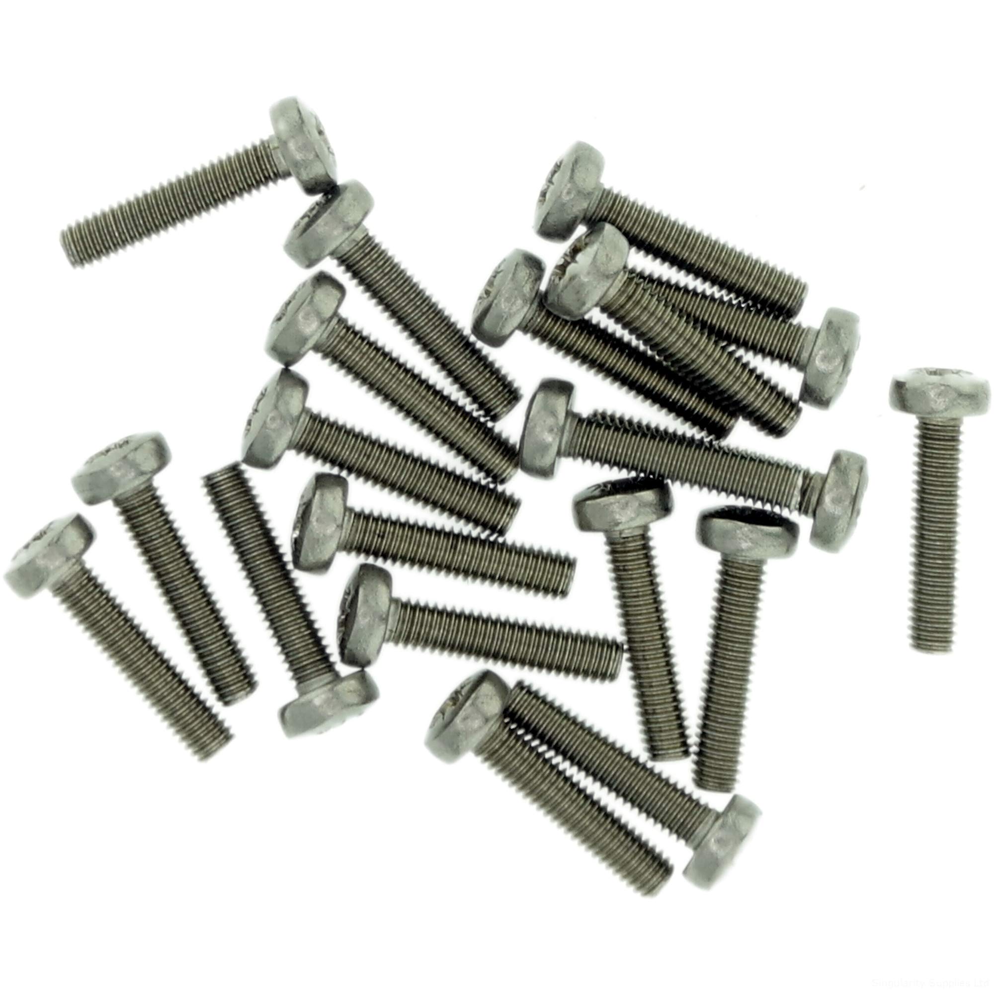 M2.5 (2.5mm x 28mm) Pozi Pan Machine Screw (Bolt) - Stainless Steel (A2) (Pack of 20)