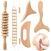 5 in 1 Wood Therapy Massage Tools Lymphatic Drainage Massager for Muscle Pain Relief Wooden Massage Roller for Body Sculpting Anti Cellulite Massage Tool Massage Roller for Back,Legs,Neck,Shoulder
