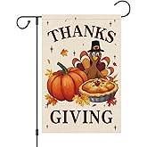 Wodison Thanksgiving Turkey Garden Flag 12x18 Inch Double Sided,Be Thankful Fall Harvest Thanksgiving Flag Holiday Yard Outdoor Decoration