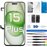 Risidamoy for iPhone 15 Plus Screen Replacement 6.7'' LCD with Earpiece | 3D Touch Full HD Screen Digitizer Frame Assembly Ambient Light Sensor Proximity Sensor Tool Kit A3094 A2847 A3093 A3096