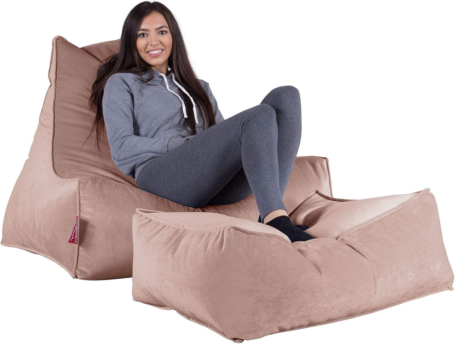 Lounge Pug® VELVET Adult Bean Bag Chair UK LOUNGER Beanbag ROSE