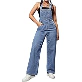 WDIRARA Women's Denim Overalls Adjustable Strap Jean Jumpsuit Bib Overalls
