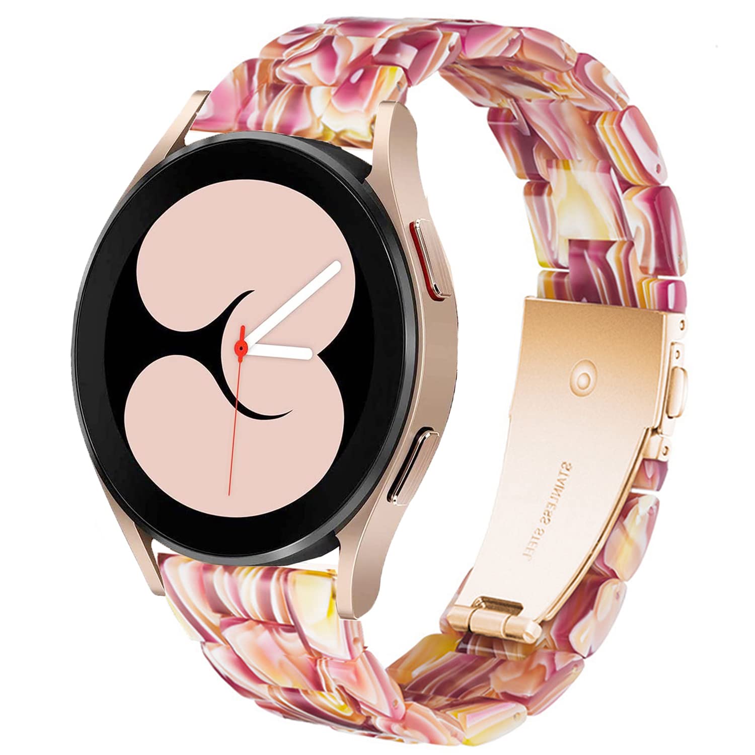 DEALELE Strap Compatible with Samsung Galaxy Watch 5/5 Pro/Galaxy 4/4 Classic/Galaxy 3 41mm / Galaxy Active 2, 20mm Colorful Resin Replacement Bands for Huawei GT2 / GT3 42mm, Makeup red