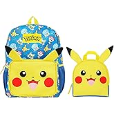 Bioworld Pokemon Pikachu 2-Piece 16" Kids Backpack & Utility Case Set For School And Travel