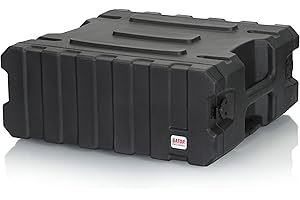 Gator Cases Pro Series 4U Rolling Rack Case with 19" Depth, Tow Handle & Recessed Wheels; Roto Molded Made in USA (G-PROR-4U-19)