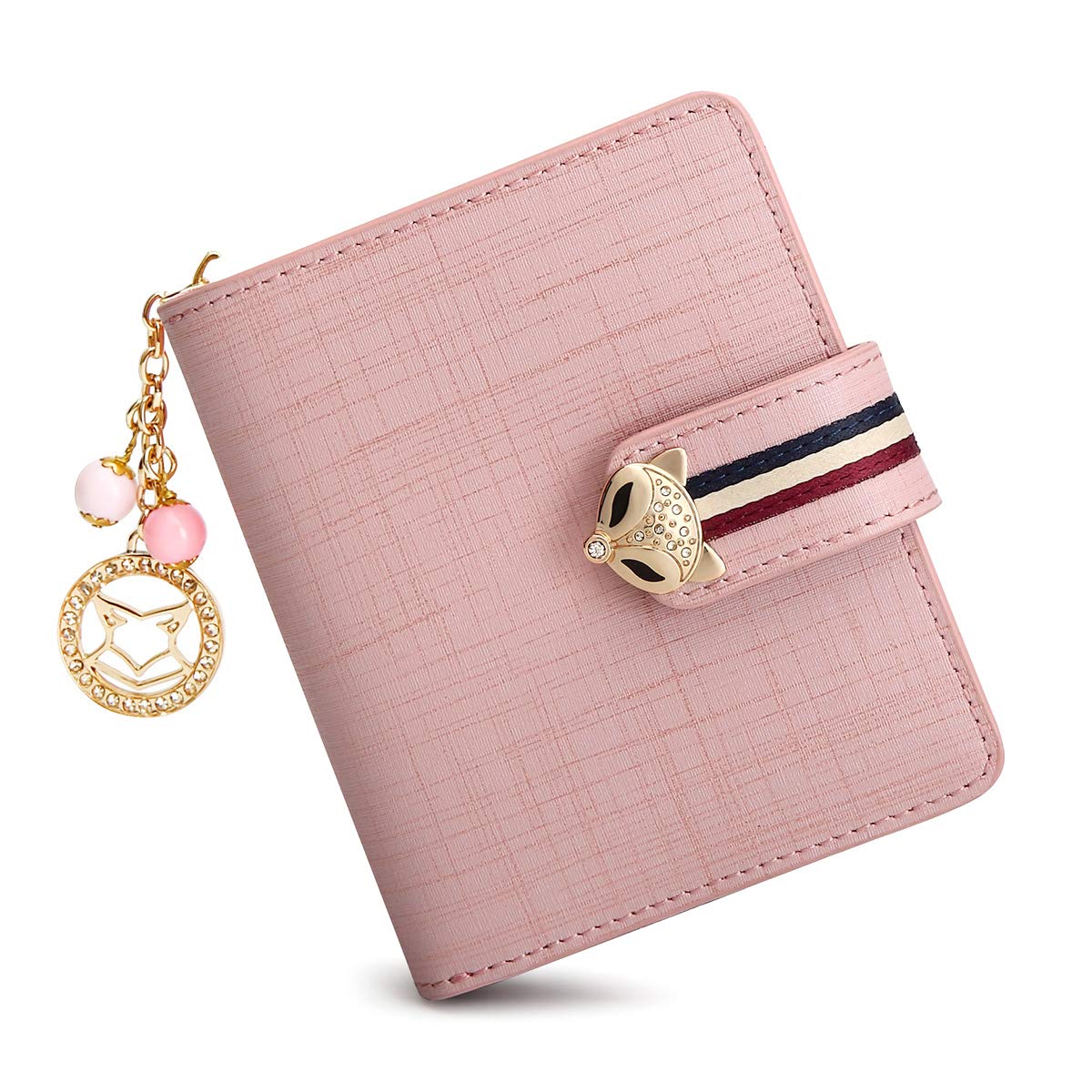 Leather Wallets for Women, Genuine Leather Gift Box Packing Ladies Clutch Purses with Zipper Coin Pocket Women's Small Bifold Wallets Credit Card Holders Womens Stylish Zip Around Wallets (Pink1)