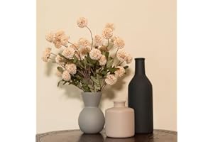 TBOHCRAFED Fake Flowers in Vase for Centerpieces, Faux Flowers in Modern Ceramic Vase Set of 3 with 8 Artificial Autumn Chrysanthemums Artificial Decorative Swags