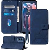 Moment Dextrad Flip Wallet Case for Moto G Play 2024, Wrist Strap, Blue | Embossed PU Leather, Detachable Wrist Strap, Card Slots, TPU Inner, Cash Pocket, Magnetic Closure, Stand, Precise Cutouts