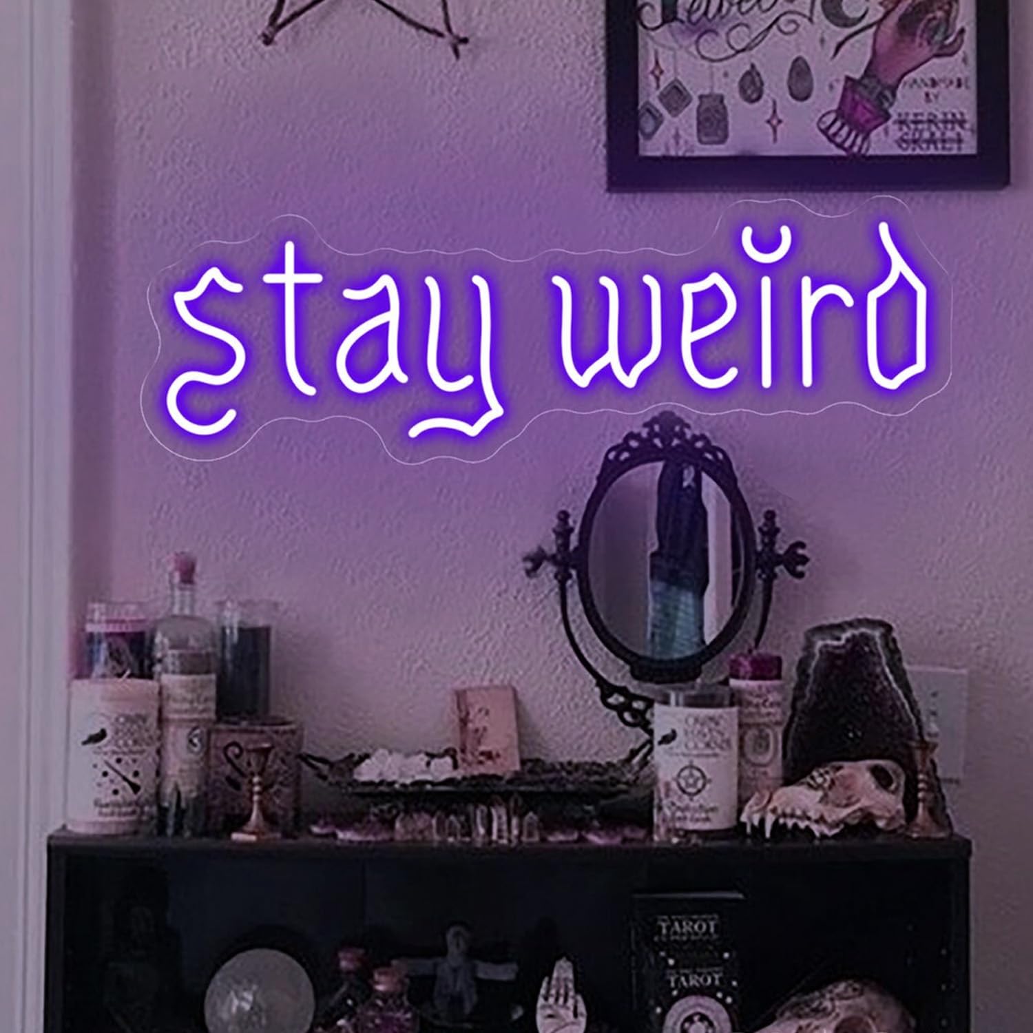 Photo 1 of Stay Weird Neon Sign for Wall Decor, Stay Weird Light Sign,Game Room Neon Sign for Fall Season Horror Theme,Living Room Office Man Cave Beer Bar, Stay Weird Decor,Stay Weird Wall Art