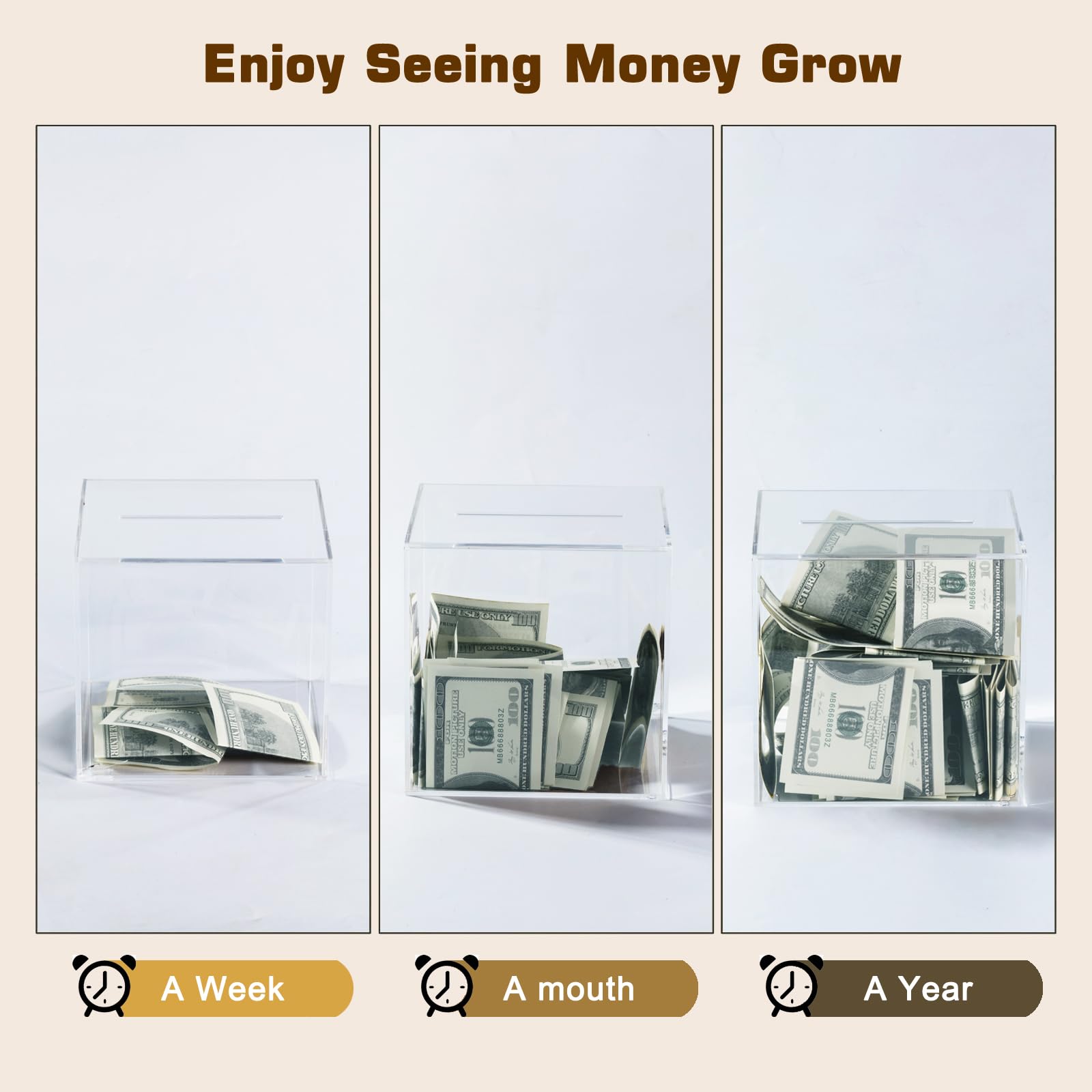 DMTINTA Clear Piggy Bank for Adults and Kids - Transparent, Must Break to Open, Acrylic Unopenable Bank to Help Budget and Save - 4.7 * 4.7 * 4.7