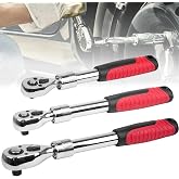 Extendable Ratchet Wrench Set, 1/4 3/8 1/2''Flex Head Socket Ratchet Wrench | Adjustable, 3 Pcs 72-Tooth Quick Release, Ratchet Wrenches with Soft Grip Handle for Automotive Repair, Mechanic, Home DIY