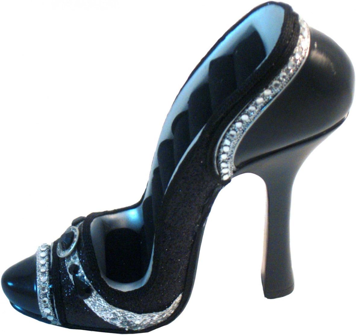 black glitter high heel shoes