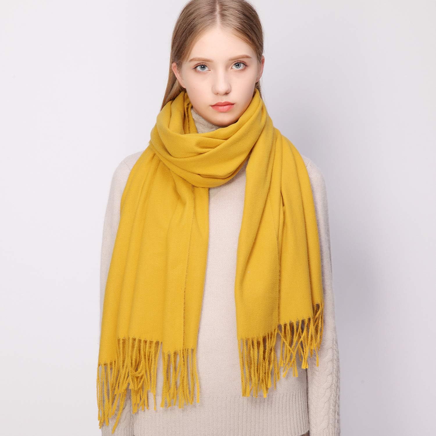 RIIQIICHY Yellow Scarf for Women Winter Ladies Scarves Pashmina Shawls Wraps for Weddings - Image 5