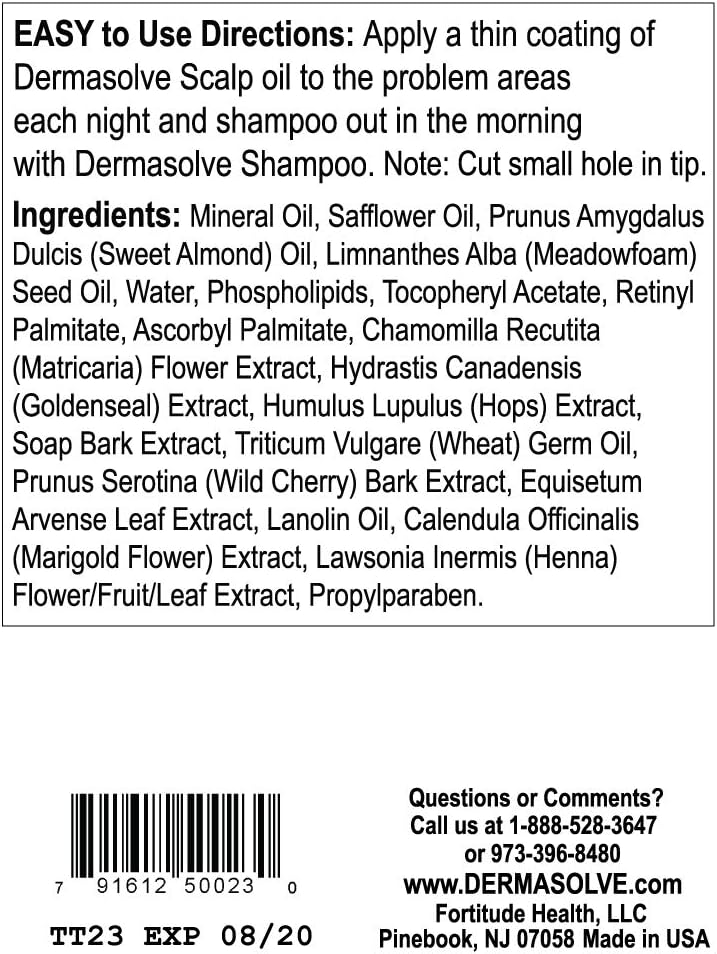Dermasolve Psoriasis Scalp Oil (2-Pack) Seborrheic Dermatitis & Dandruff Relief - Formulated to Loosen Scaling Build-up, Moisturize, Condition, Prevent Itching, and Flaking (4.0 oz Each): Health & Personal Care