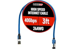 LINKUP – [40Gbps Certified] Cat8 Ethernet Patch Cable Double Shielded | 2000MHz (2GHz) Cat8.1 | Future Proof LAN Wires Compat