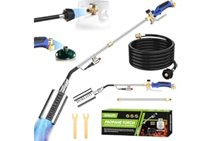 DORLOTI Propane Torch Weed Burner Kit, High Output with Long/Short Mode,12.5FT Hose Heavy Duty Blow Torch Flamethrower with Self Igniter and Turbo Trigger for Weeding,Roofing,Melting Ice,BBQ