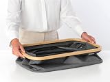 Brabantia 40L Foldable Laundry Basket Pepper Black Water Resistant Bamboo Rim view 6