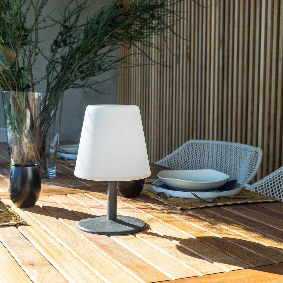 Lumisky Lampe de Table de Jardin lumière Blanche sans Fil sur Batterie STANDY Mini Rock à LED 26cm, ABS, Gris, 15x15xH26 - Image 4