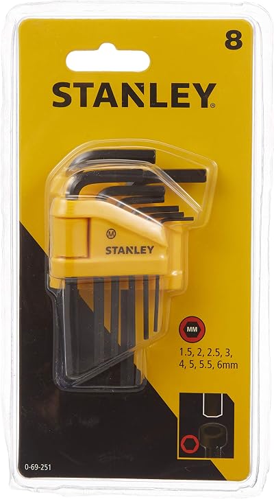 Stanley 8pc Metric Hex Key Set 0-69-251 Folding Case Silver
