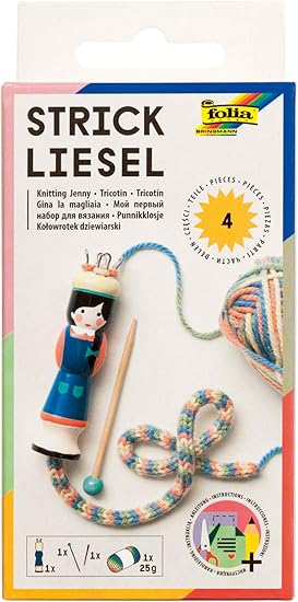 Folia 24919 Wooden Knitting Dolly With Wool Knitting Needles And Needle Amazon De Spielzeug