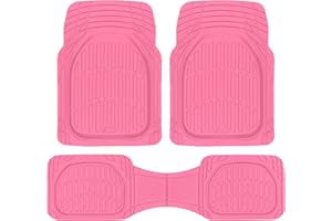 Carbella Rubber 4-Piece Pink Car Floor Mats - Universal Trim to Fit All Weather Pink Car Accessories - Girl Car Accessories for Women & Cute Car Mats for Women for Girly Car Decor, Truck, & SUV