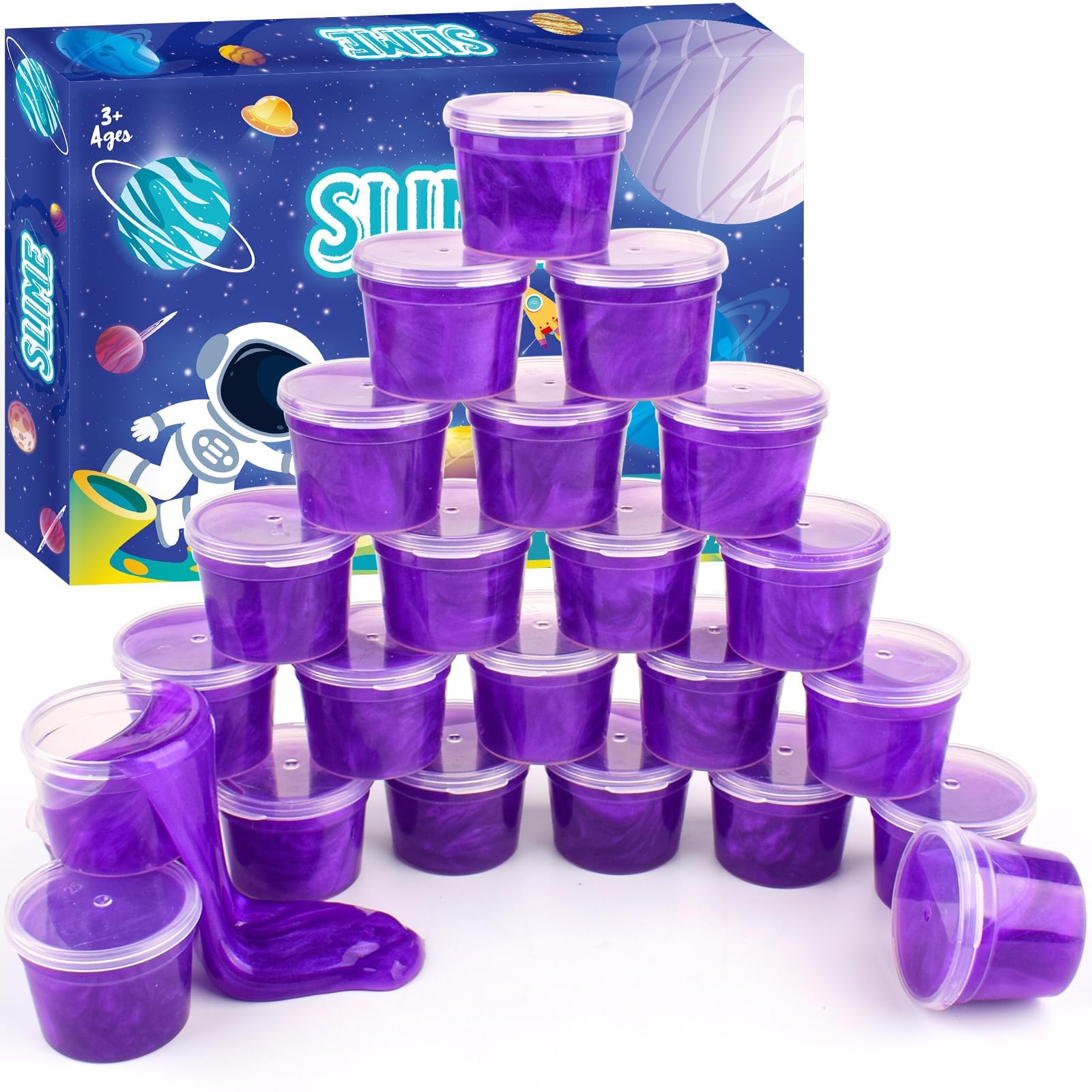 Galaxy Slime 24 Pack – Purple Slime Party Favors, Valentine Gift,Non-Sticky, Soft & Smooth for Birthday, Classroom Rewards, Goodie Bag Stuffer,Easter Basket Stuffers for Kids — image 1