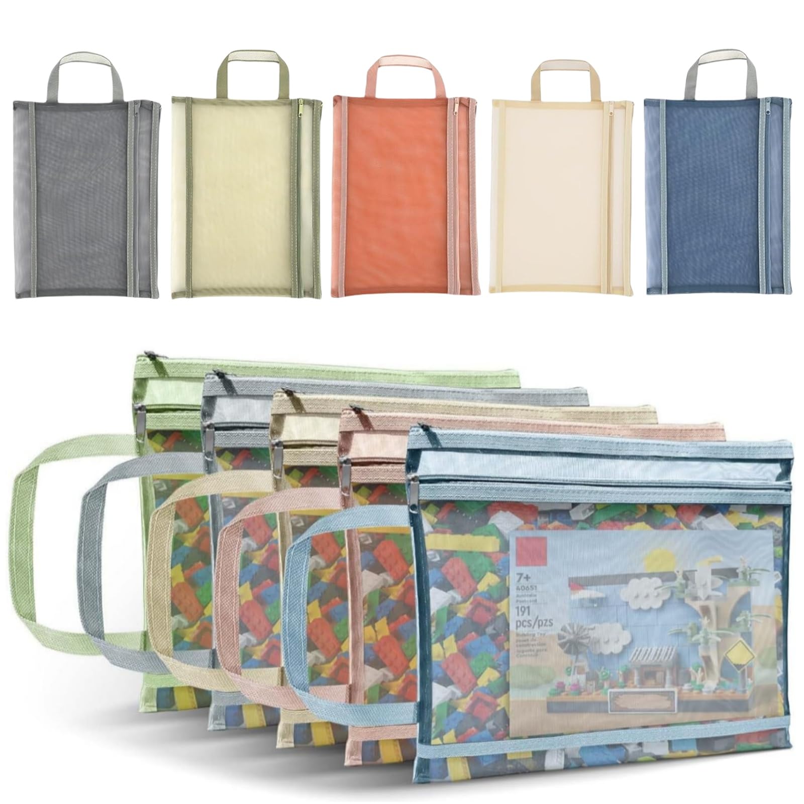 10 Pack Mesh Zipper Pouch Bags, Board Game Storage Puzzle Storage Bag Building Blocks Toy Storage Bag File bag Travel Zipper Bag(A4)